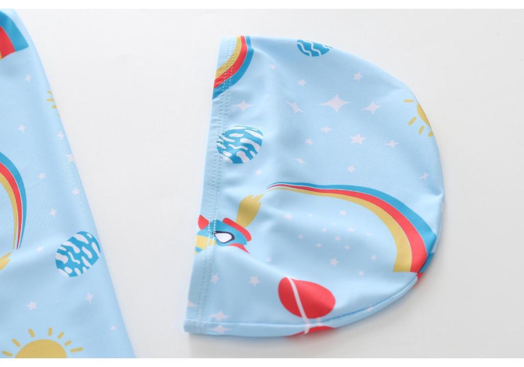 2026 Men's Long Sleeve & Boxer Brief Swimsuit Set for Boys: Kids Small/Medium/Large UV Protection Swimwear