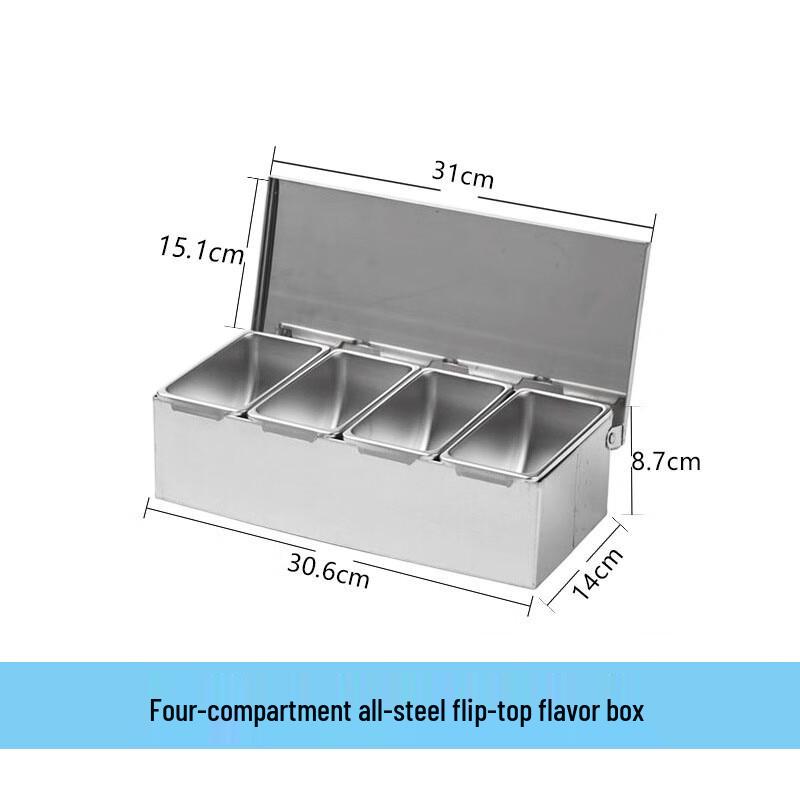 Zhongji Stainless Steel 4-Compartment Spice Box Set