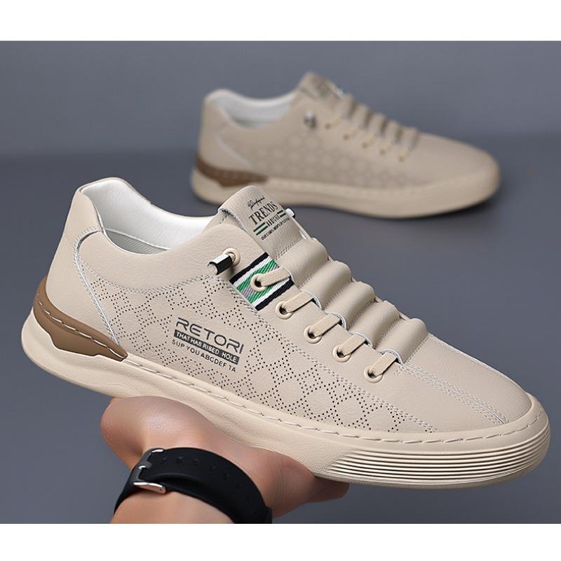 Fashion Summer Fashion Hollow Platform Men's Sneakers Designer Soft Sole Casual Man Board Shoes Fashion Lightweight Leather Male Shoes