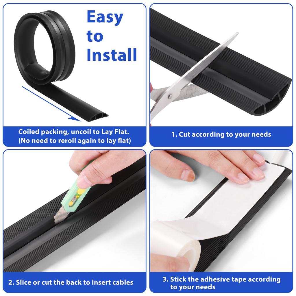 ZhiYo Floor Cord Cover White Maple Wood Grain Length Width 5CM Floor Cable Storage Sleeve Hiding Wires Cable Cover with Tape Wiring Cover Prevents