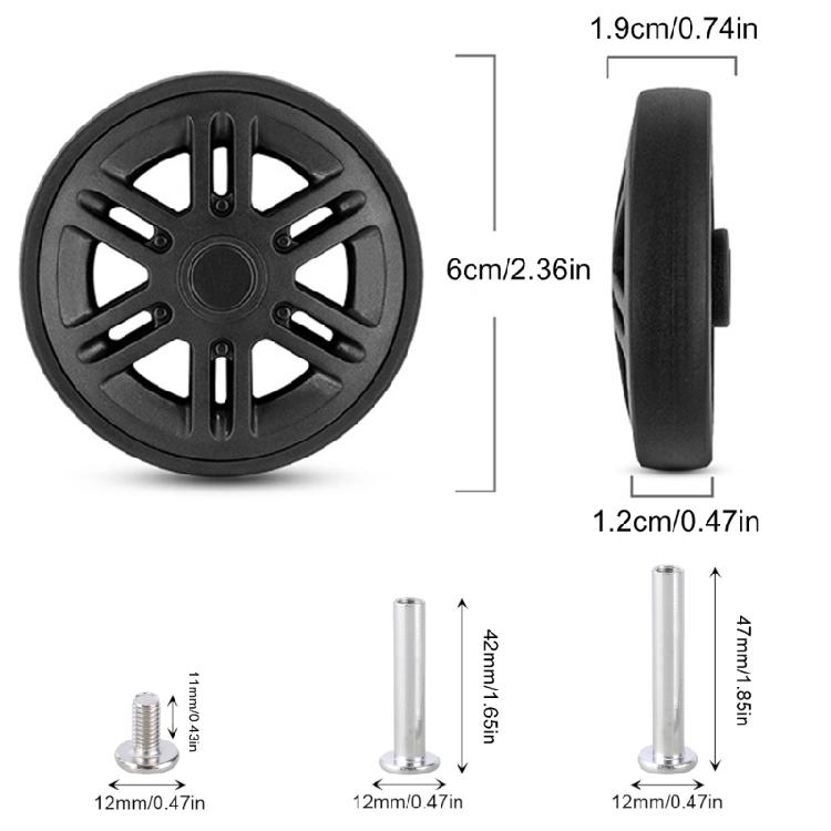 8 Stück 60mm Kofferrollen Gepäck Doppelrollen Schwenkrollen Reparatursets Einfach zu installieren für Ersatzgepäck