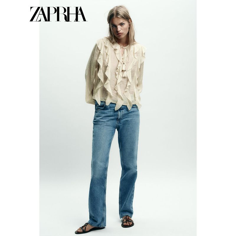Zaprha 2025 Autumn New Romantic Style Western Style Laminated Decoration Loose Top Shirts Women 3897165