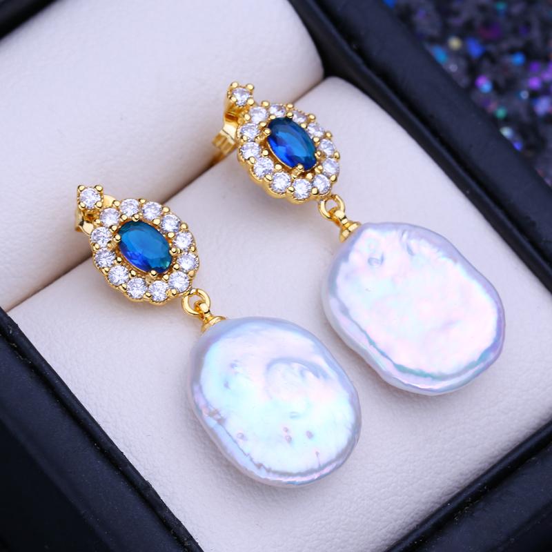 FENASY Natural Freshwater Pearl Earrings Fashion Baroque Pearl Green Drop Earrings For Women Birthday Gift Wholesale