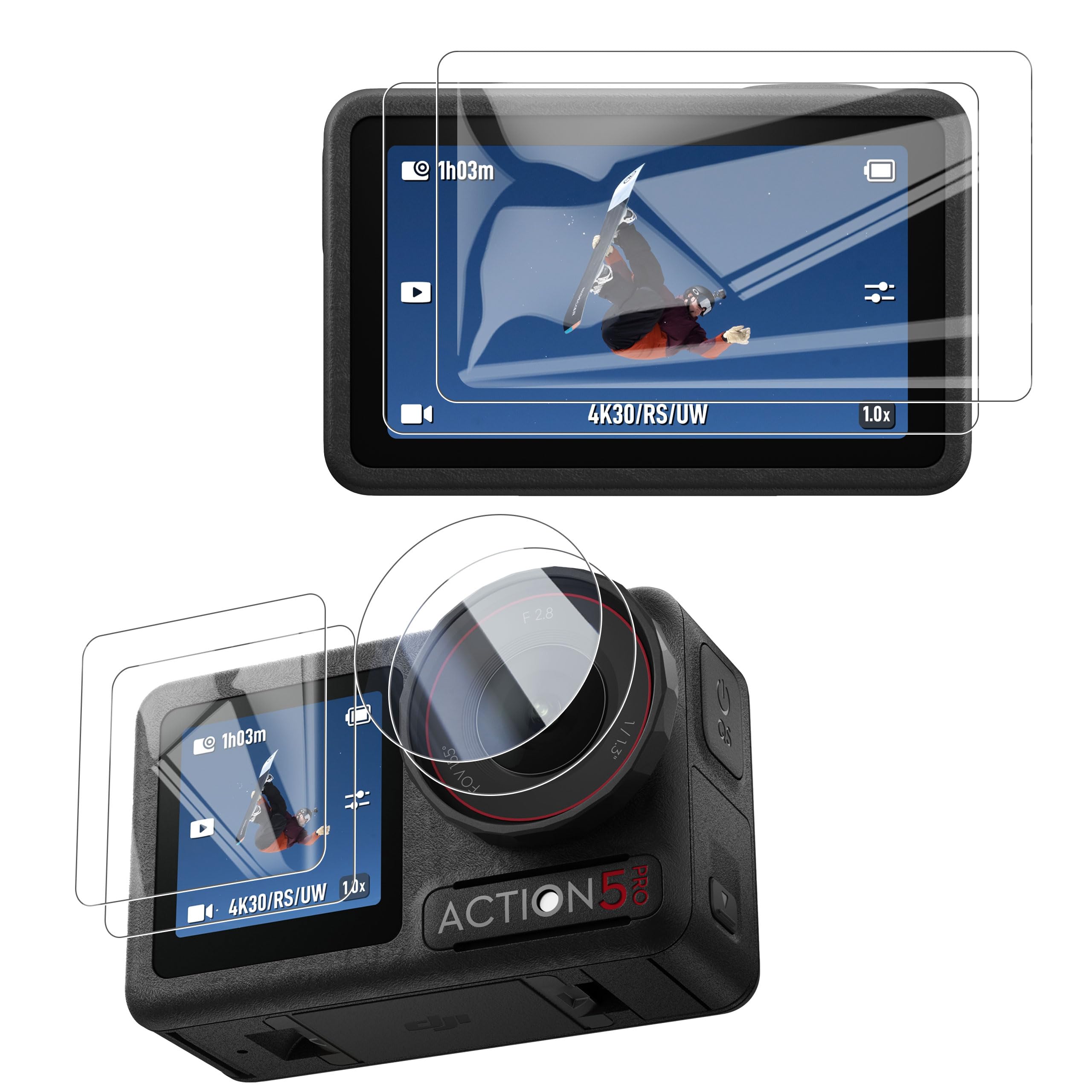 

For DJI Osmo Action 5 Pro Protective Film of DJI Osmo Action 5 Pro Tempered Glass 9H Ultra High Fingerprint Water and Oil Shock Easy to Zero Bubble