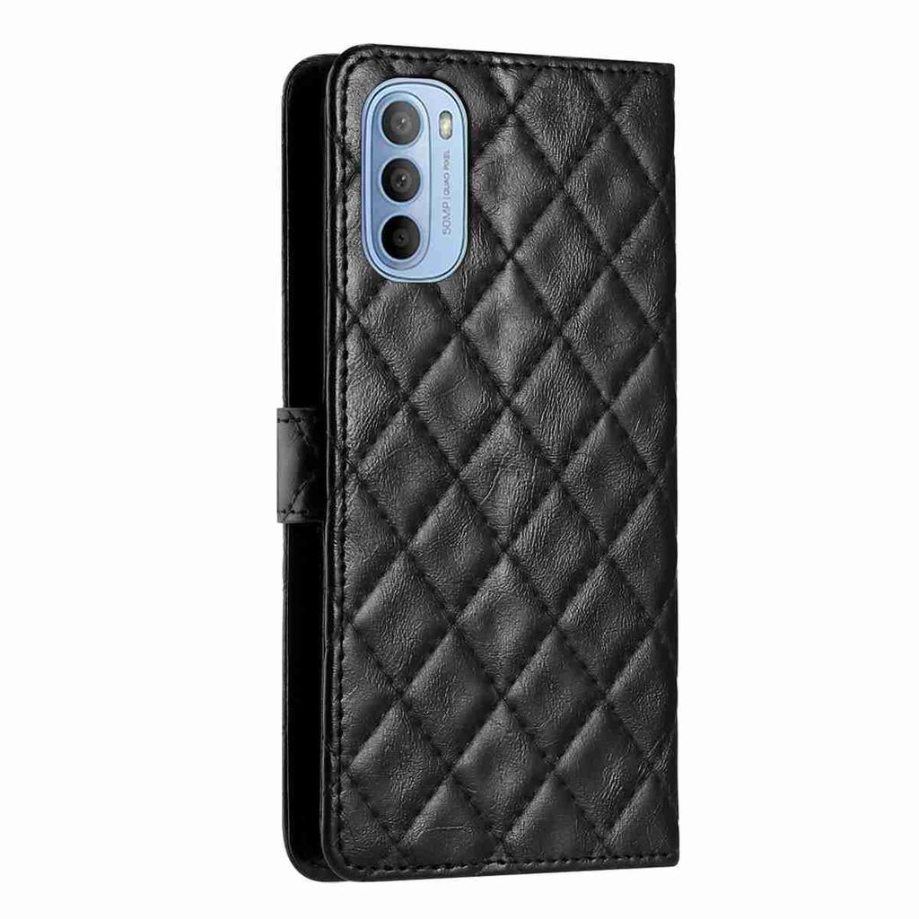 Quilted Pattern Faux Leather Wallet Case for Motorola Series.Moto E13 E20 G05 G54 Edge 40 Edge 50 Edge 60... 360° Protection with Card Slots & Stand