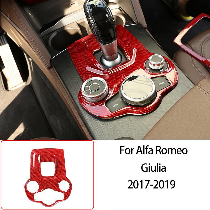 For Alfa Romeo Giulia 2017-2025 Red Real Carbon Fiber Car Interior Trim Sticker Accessories Car Modification