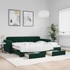 Extendable Daybed with Drawers Dark Green 90x200 Cm Velvet