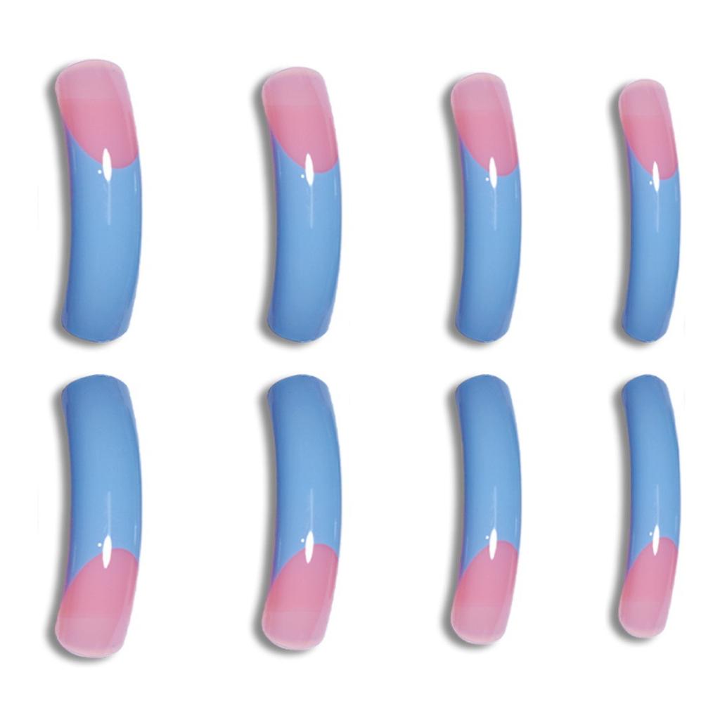L5 Pink Blue Ombre French Curve Fake Nails 20 Pieces Elegant Design Comfort Fit Durable ABS Material Perfect for Party Wedding Festival