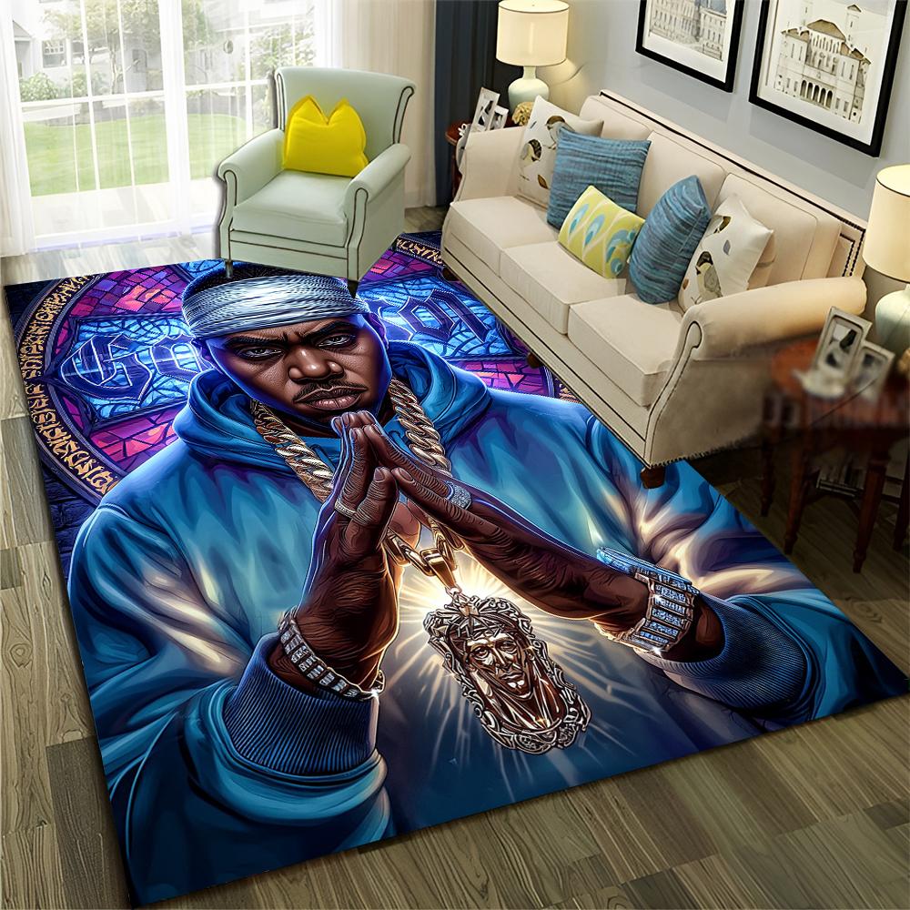 27 Style Rappers Art Cartoon Tupac Snoop Dogg Hip Hop Rug for Bedroom Living Room Sofa Home Doormat Decor, Non-slip Floor Mat
