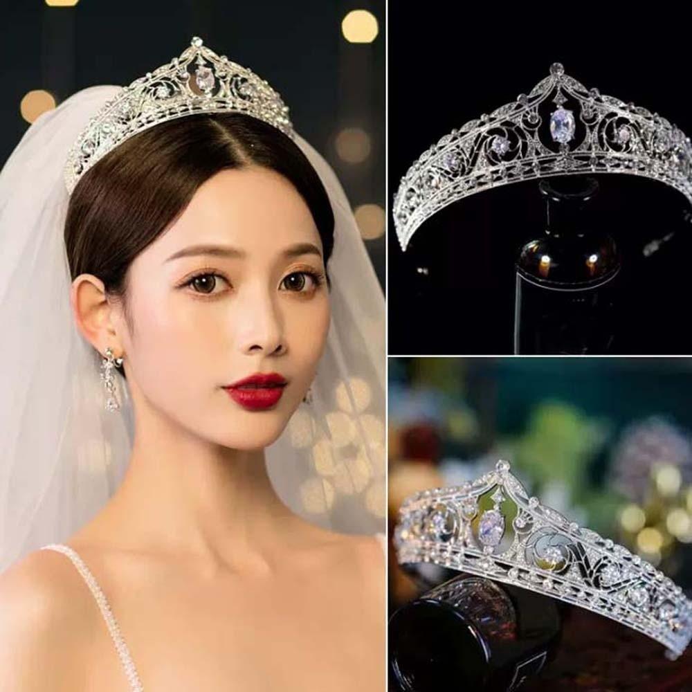 Vintage Crown Hair Accessory Elegant Princess Rhinestone Tiara Exquisite Bride Silver Crown  Party