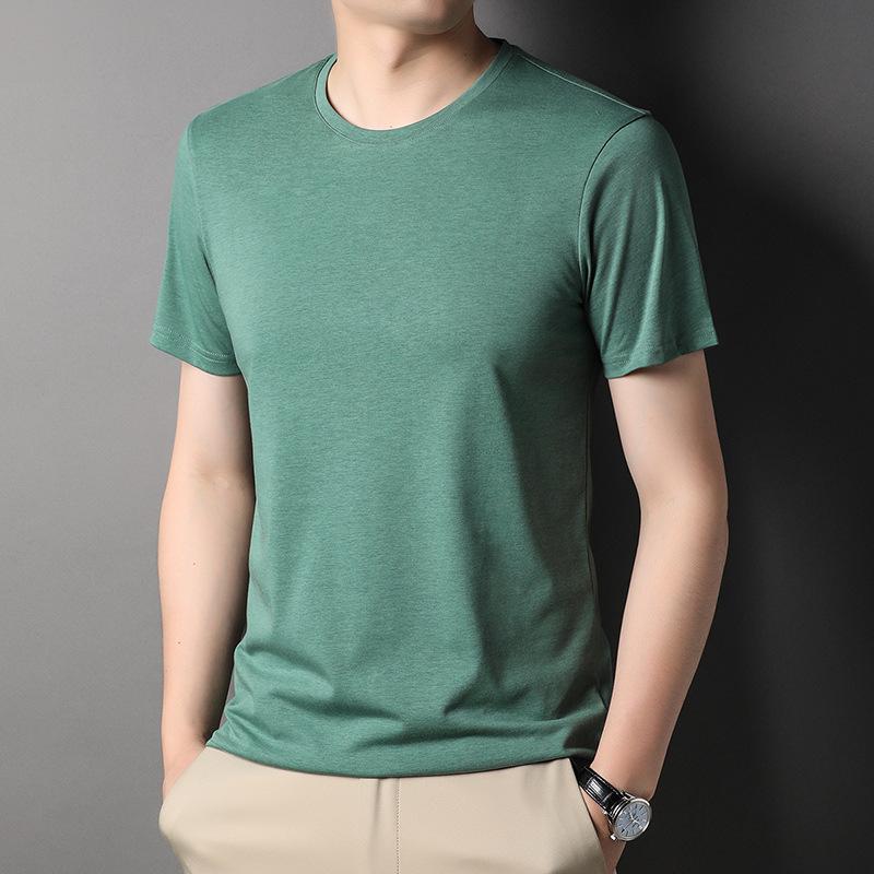 

Мужская футболка с короткими рукавами, новая летняя однотонная молодежная молодежная футболка с круглым вырезом в корейском стиле, модная мужская футболка с половиной рукавов XXXL