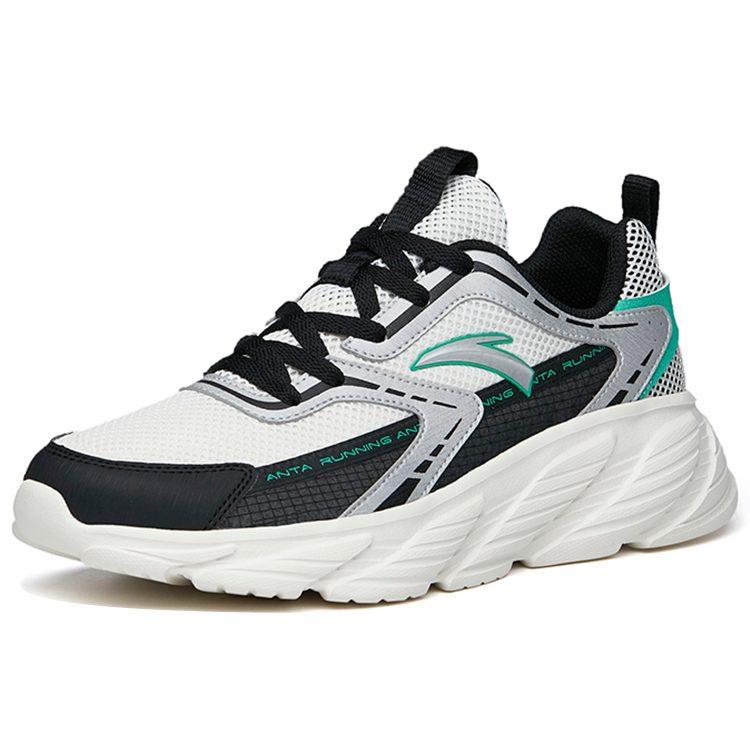 Anta Running Collection Slip Resistant Abrasion Resistant Low Top Running Shoes Men's White Black Green 112225573-1