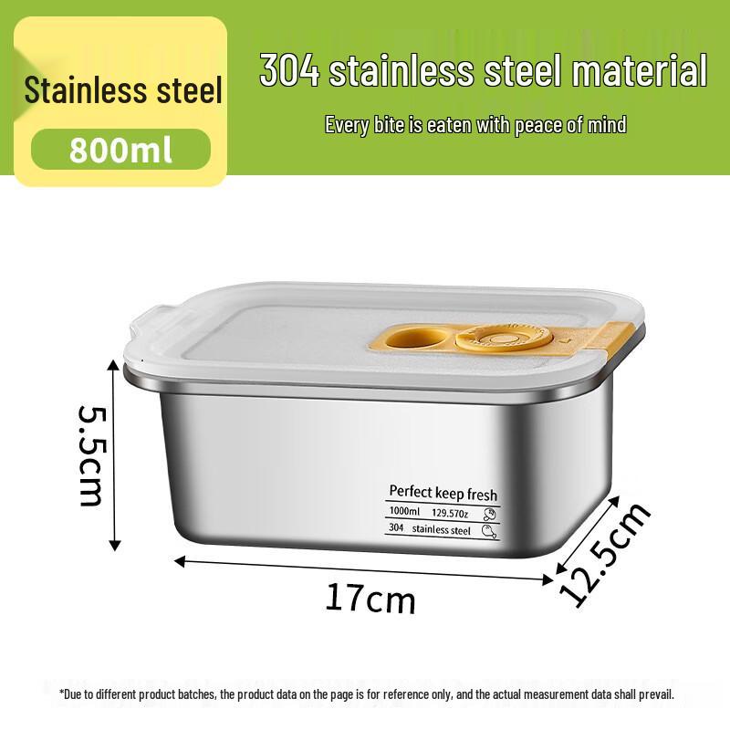 

Yuedisi 304 Stainless Steel 800ML Rectangular Food Storage Container with Latch Lid