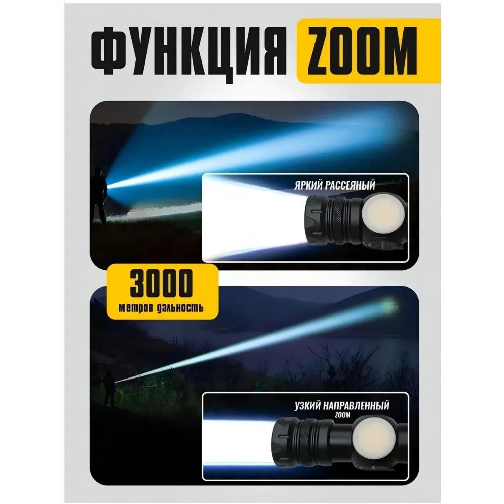 Rechargeable Magnetic Super Bright Flashlight with COB Side Light Long Range Zoom 16Hrs Runtime Waterproof for Camping