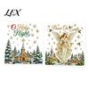 Shopping Mall Christmas Stickers 2Pcs Wall Stickers, Snowy Cottage Tree Self Adhesive Decals, Waterproof PVC Window Clings Snow Scene Holiday