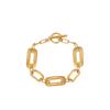 GEMCHIC Women's Stainless Steel Gold and Silver Two-Tone Oval Link Chain Bracelet Fashion OT Buckle