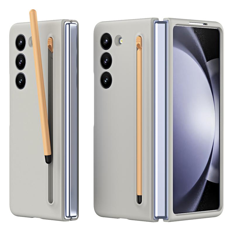 

For Samsung Galaxy Z Fold5 5G Case Rubberized PC Phone Cover with Stylus Pen Light Grey