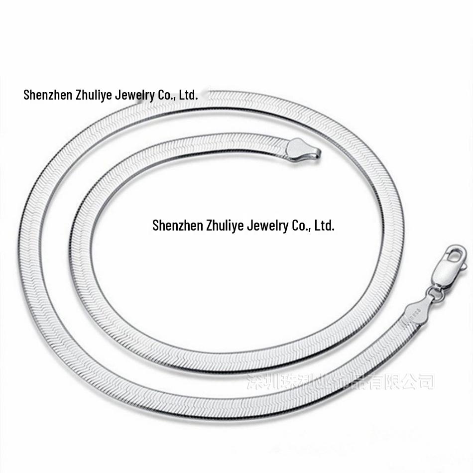 Silver-Plated 4MM Blade Chain Necklace, Gold-Plated Flat Snake Bone Chain, Unisex European and American Fashion Jewelry.