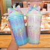 Carina Borraccia Unicorno Borraccia in Plastica con Cannuccia Stile Coreano Carina Estiva Fresca Tazza Ghiacciata per Latte Caffè Tazza da Tè