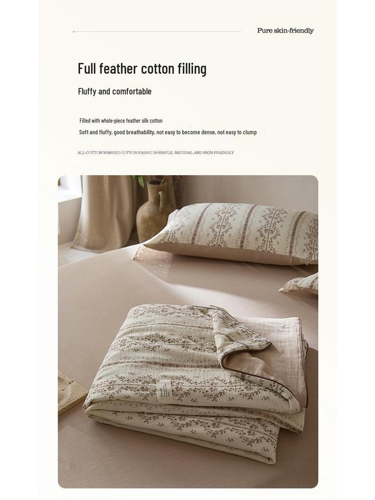 2026 Spring/Summer French Chic Cotton Linen Cooling Quilt for Dorms and Homes