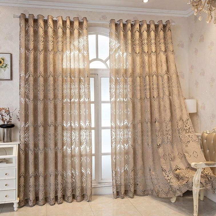 European High-end Luxury Curtains Transmittent Bedroom Living Room Window Screen Balcony Screen Curtain Blackout