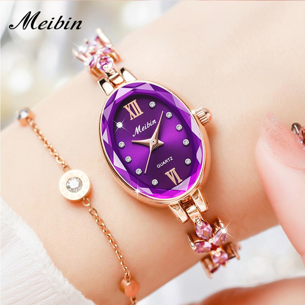 Crystal Bracelet Quartz Simple Perfect Small Bangle Purple Women's Watch, Cute, Stylish, Waterproof, Movement, Design, High-Quality, Gift, Watch,