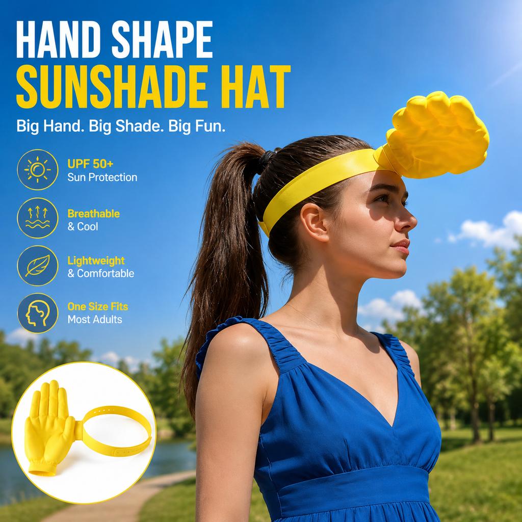 1pc Hand Shaped Sun Visor Headband Funny Yellow Anti-UV Summer Outdoor Sun Protection Hat For Beach Travel