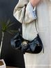 Korean-Style Retro Pleated Crescent Shoulder Bag for Women