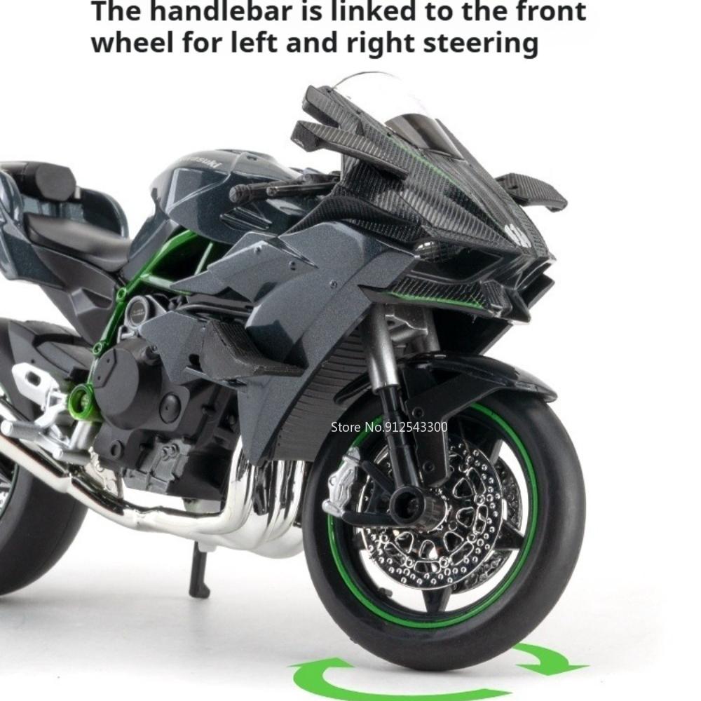 1:12 Scale Kawasaki H2R 400 Motorcycle Model Toy Car Alloy Fuel Tank Rubber Tires Motorbikes Shock Absorption Toys for Kids Gift