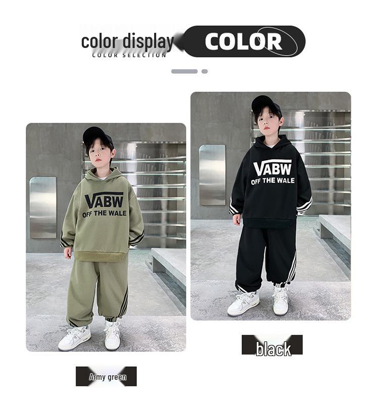 Ensemble de sport deux pièces zippé à capuche pour garçons Printemps/Automne 2025