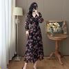 High-quality New Spring Chiffon Plus-size Floral V-neck French Print Elegant Long Drawstring High-waisted Dress