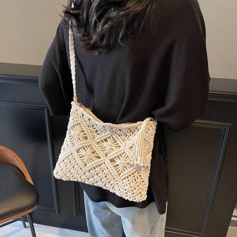 Korean Style Crochet Crossbody Bag Ethnic Style Ladies Underarm Bag  Travel