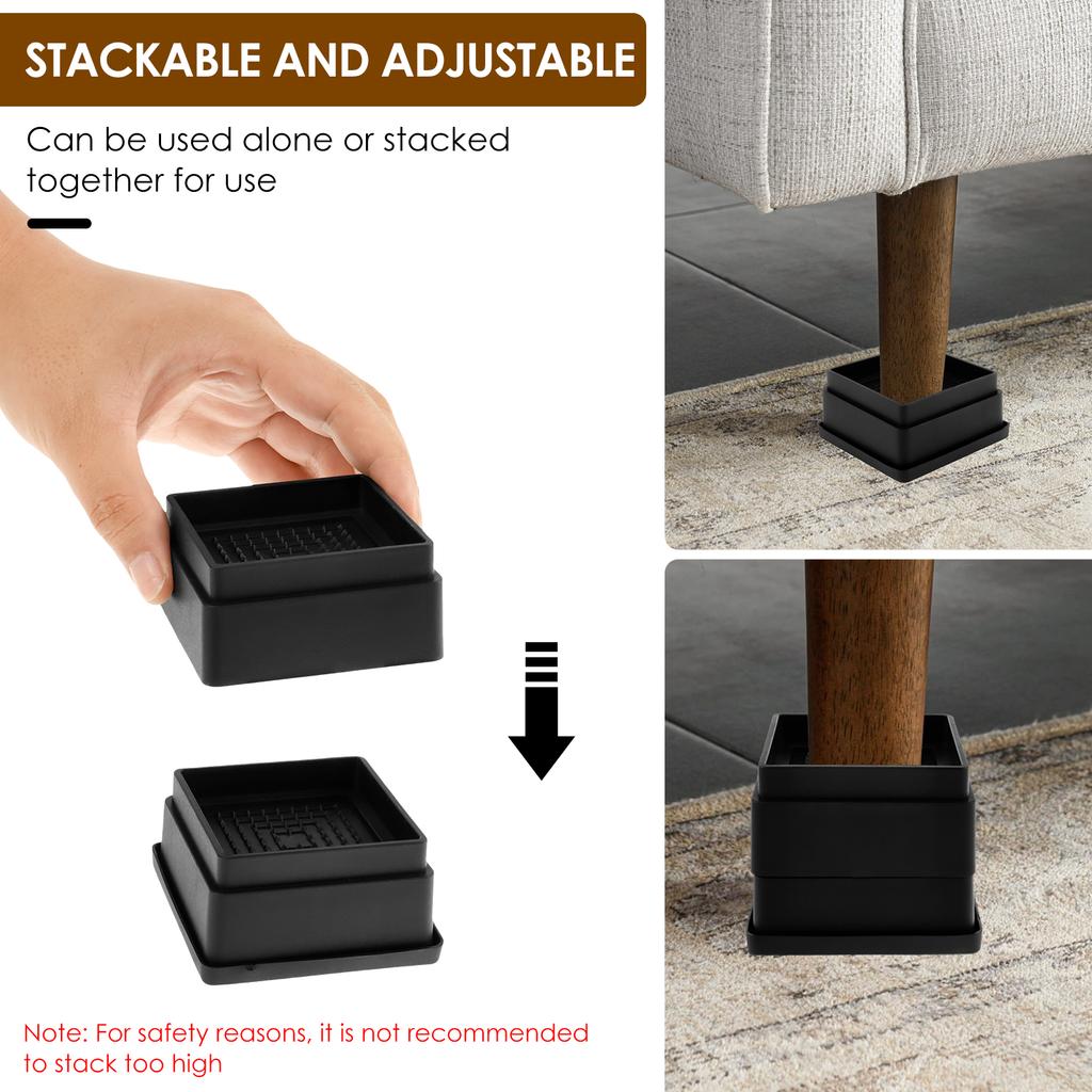 8 st Kraftiga Gummi Soffa Skåp Fötter Benhöjare Stadiga Stabila Möbelhöjare Halkskydd Stötdämpning Sänghöjningsblock
