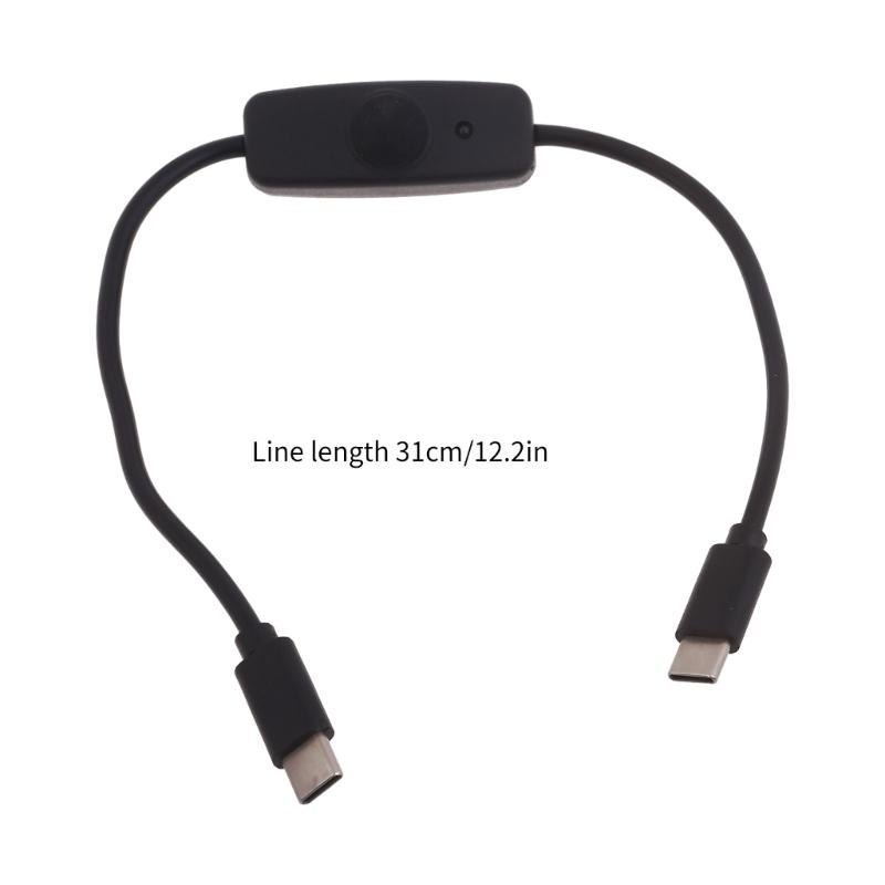 Male to Male USB Type C USB C Cable with On Off Power Switches Button for Cellphone Tablet 15W Fast Charging