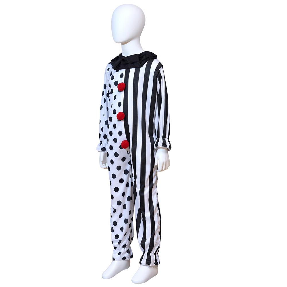 Party clown role-playing costume, black and white spotted striped jumpsuit, children's adult Halloween makeup ball props