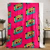 Retro Cassette Tapes In Teal, Yellow, and Pink Arranged Diagonally. for All Seasons Blanket Lunch Break Throw Gift