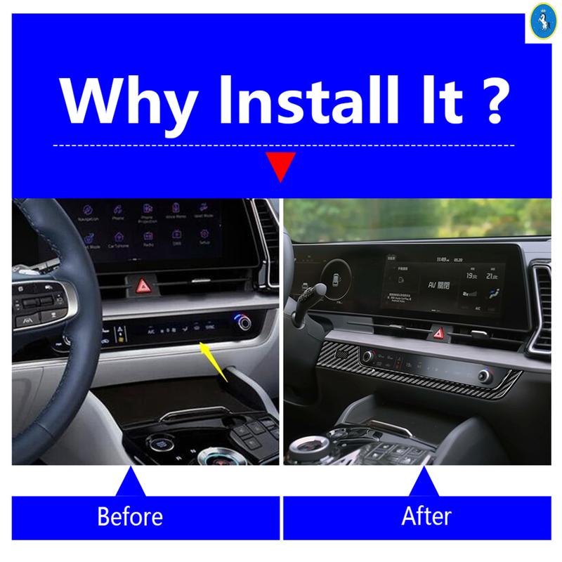 ABS Carbon Fiber Look Central Control Trument Decoration Strip Cover Trim For Kia Sportage NQ5 2024 Car Accessories