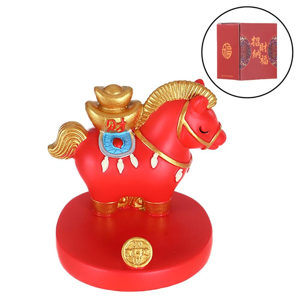 

Cartoon Horse Chinese New Year Decoration Chinese Style Gold&red Resin Horse Figurine Phone Holder Resin красный