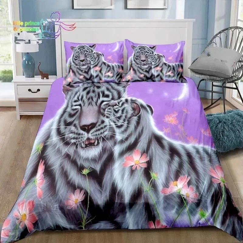Retro Forest Tiger Bedding Set Single Twin Full Queen King Size Bed Set Adult Kid Bedroom 3D Print Animal Bedding Gift