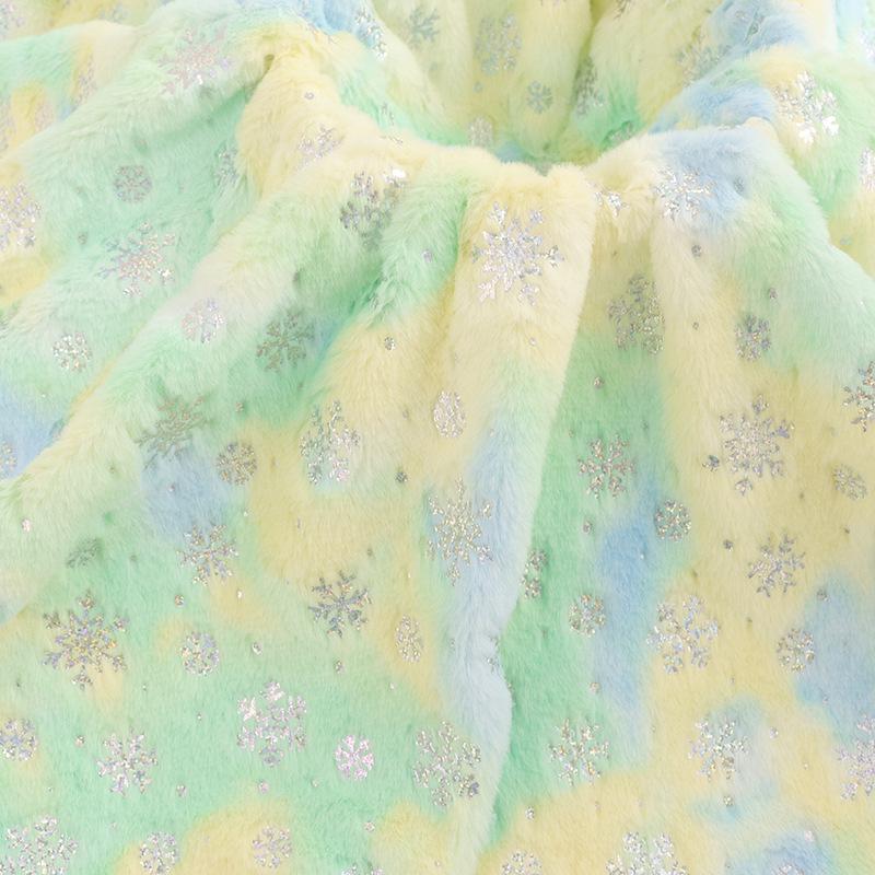 Snowflake Velvet Plush Toys & Accessories Fabric with Tie-Dye and Silver Highlights