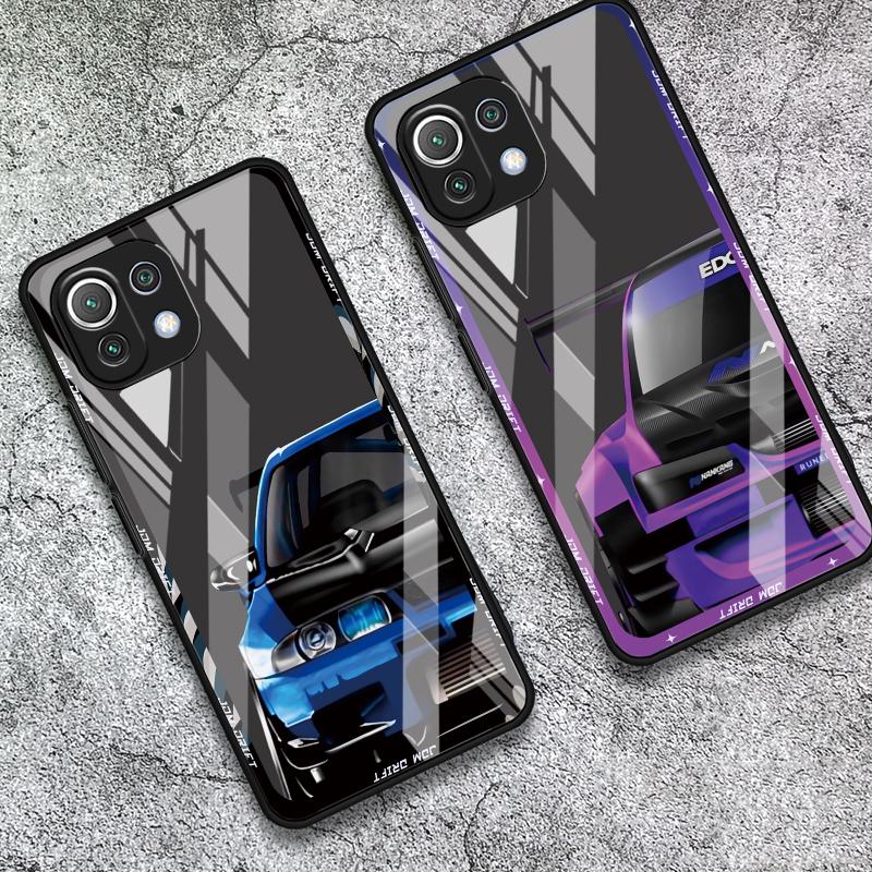 Case for Xiaomi Mi 12 Note 10 13 10T 14 10 Pro 11 Lite 12X 12T 11T Glass Phone Cover Dream Car