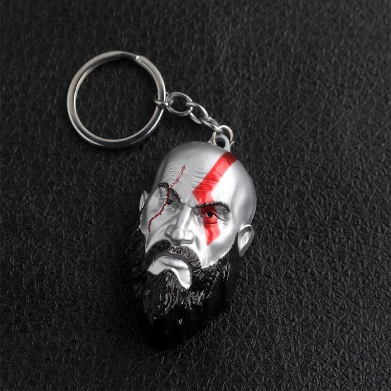 Von Gott Krieg 4 Kratos 3D Kopf Schlüsselanhänger Leviathan Axt Schlüsselanhänger Ring Metall Schmuck