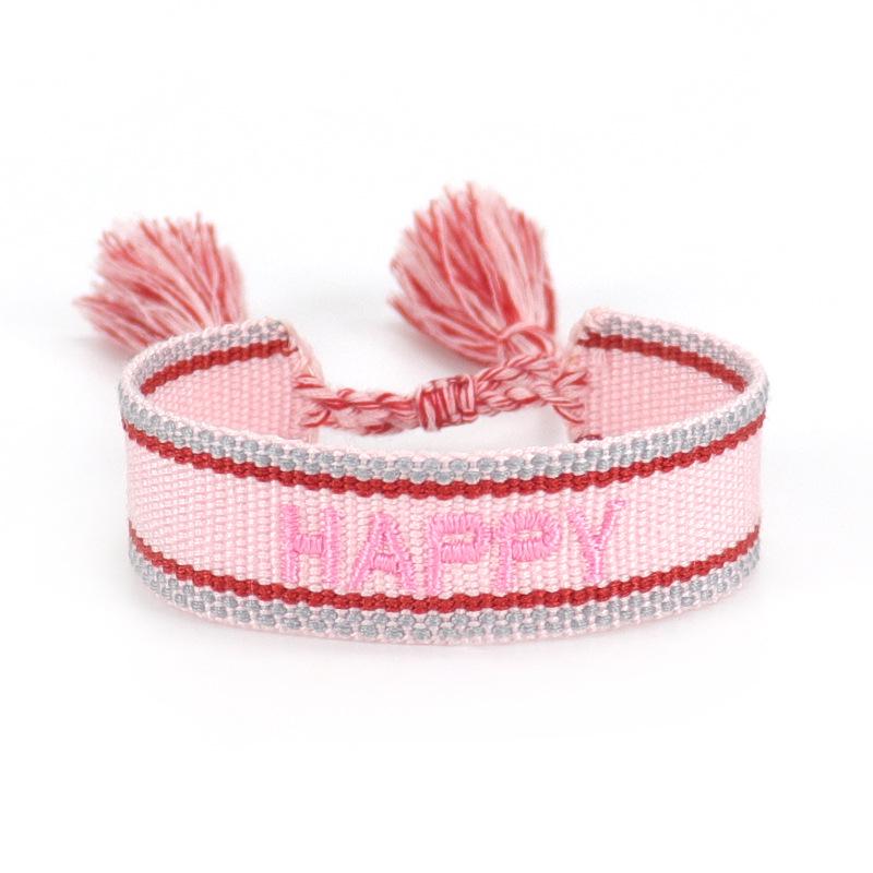 Handmade European Style Embroidered Love Bracelet with Tassels for Girls
