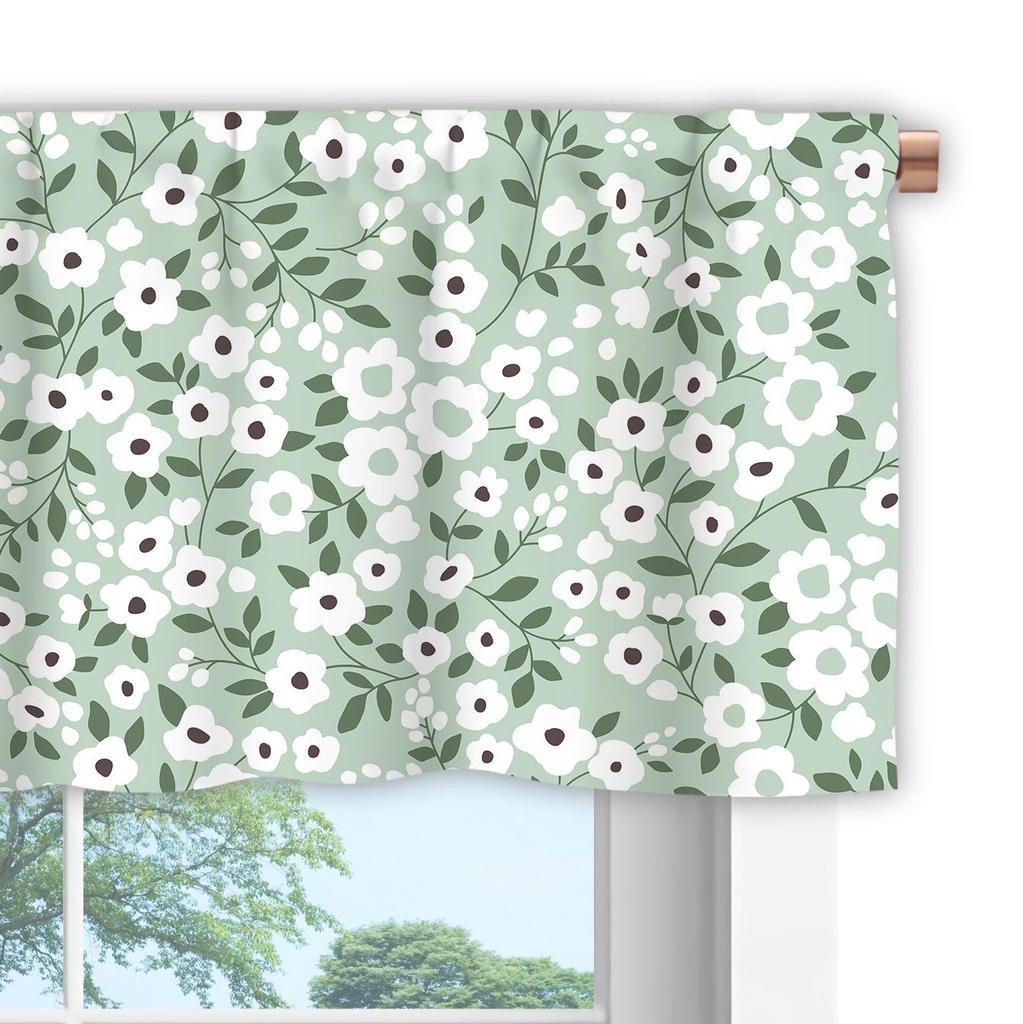3D Floral Pattern Digital Print Kitchen Valance