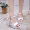 Sandals Women's Summer High Heel Thick Heel Thick Sole Waterproof Table Sexy New Buckle with Fish Mouth Muffin Women's Shoes