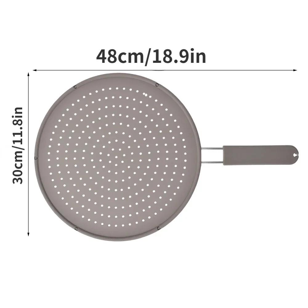 Silicone Kitchen Splatter Screen with Handle Heat-resisting Oil Splash Guard Drain Board Cover Kitchen Frying Pan Cooking Tools