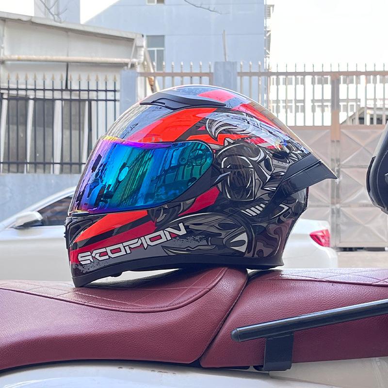 Motorcycle big tail helmet full helmet can be installed Bluetooth headset men's four seasons electric vehicle locomotive riding safety