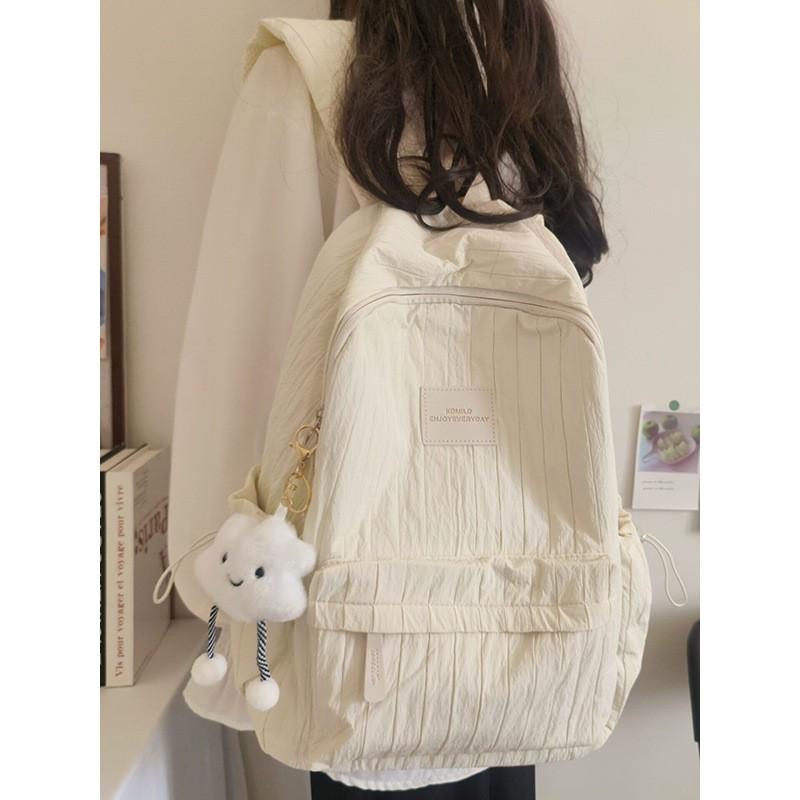 Womens Stylish Large Capacity Backpack College Students Travel Daily Use Soft Fabric Streetwear Design
