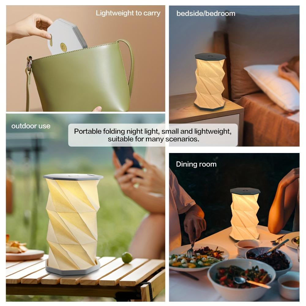 Portable Folding Camping Lantern Dimmable LED Tent Light, USB Rechargeable Origami Table Lamp for Travel, Emergency Night Light