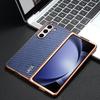 Capa com Padrão de Fibra de Carbono para Z Fold7 Fold 6 para Samsung Galaxy Z Fold 7 6 5 4 3 5G Moldura Galvanizada Capa Traseira para Celular Etui